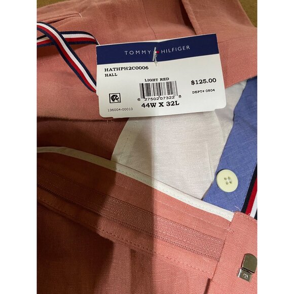 Tommy Hilfiger Mens Modern Fit Pure Linen Comfortable Pants Red Size 44x32 NWT - Picture 4 of 5
